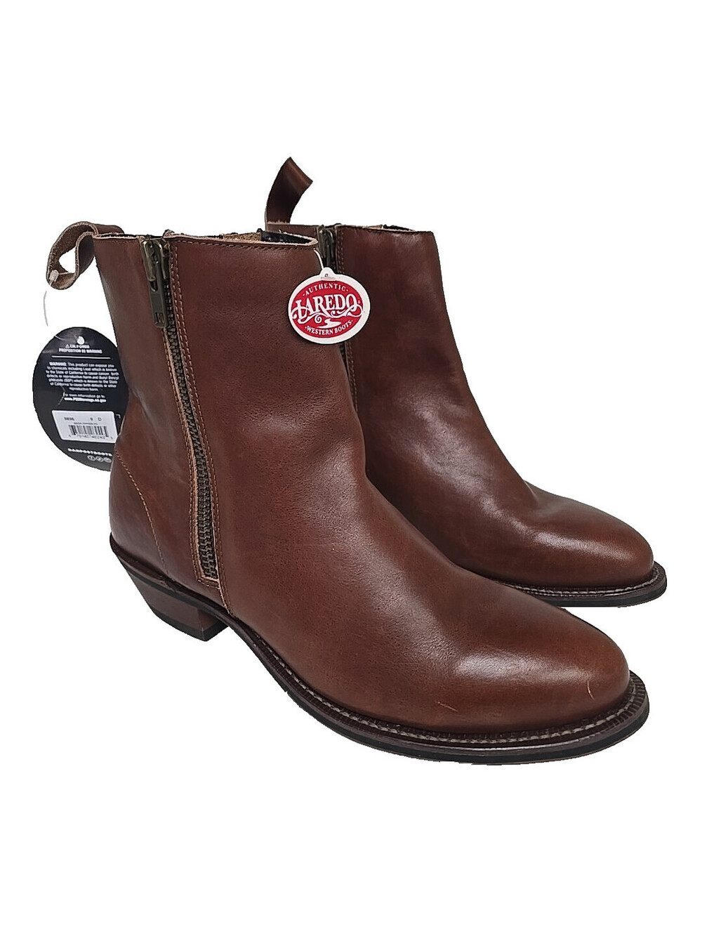 Laredo Men's 62094 Side Zip Leather Ankle Boot Brown Size 9D